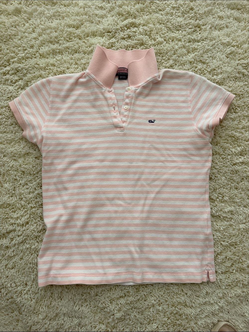 Vineyard Vines Light Pink & White Striped Polo Shirt